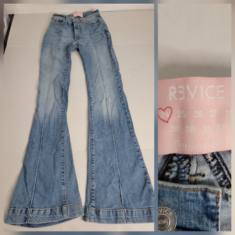 Revice Venus Star Flare Denim Jeans 24x33 High Rise Bell Bottom Retro Y2K USA